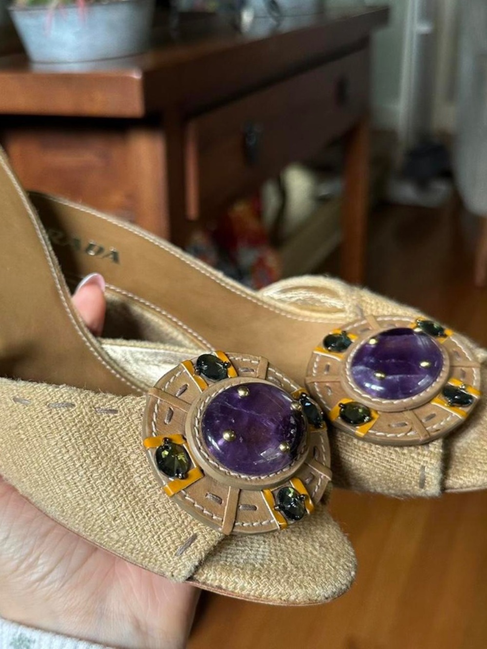 Vintage Prada Kitten Heel Wedge Amethyst